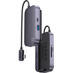 6in1 PadJoy HUB USB porta sadalītājs planšetdatoram viedtālrunim USB-C HDMI SD TF tumši pelēks