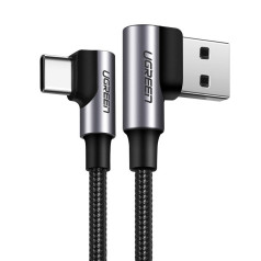 Leņķveida pīts kabelis USB — USB-C Quick Charge 3.0 0,5 m pelēks