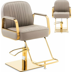 Кресло парикмахерское косметическое Физа СТАУНТОН с подставкой для ног - серый с золотом