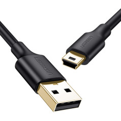 USB - mini USB kabelis 480Mbps 1m melns