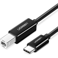 USB-C - USB-B 480Mb/s printera kabelis, 2m, melns