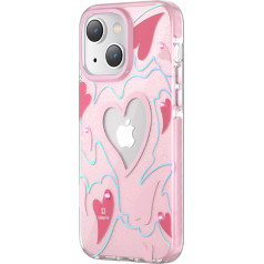 Kingxbar iPhone 14 Plus Heart Star sērijas PINK HEART maciņš ar zvaigznītēm