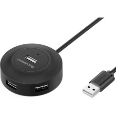 4in1 HUB sadalītāja adapteris USB 2.0 līdz 4x USB-A 480Mb/s 1m melns