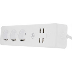 Tellur WiFi Power Strip, 3 Outlets, 4*USB 4A, 2200W, 10A, 1.8m