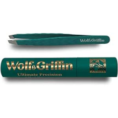 Wolf & Griffin Ultimate Precision pincetes | Profesionālas nerūsējošā tērauda uzacu pincetes vīriešiem un sievietēm | Pāvs zaļš