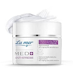 La Mer MED+ Anti-Stress Rich Nakts krēms - Sejas krēms ar A un E vitamīnu un šī sviestu - Aizsargā pret kaitīgu vides ietekmi - Noslogotai un kairinātai ādai - 50 ml