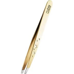 Rubis Six Stars Special Collection Gold Slanted Eyebrow Tweezers with Star Engraving