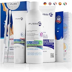 ‎Mr. Fuss Mr. Fuss® Nr. 4 Advanced Pack Complete Small Cuticle Callus Remover Economy Pack 5 Daces Active Solution Ātri mīkstinošs 250 ml Balzams Nr. 2-100 ml Kokvilnas galda piederumu komplekts