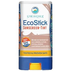 Stream 2 Sea EcoStick SPF 35 minerālu saules aizsardzības pildspalva, sviedru un ūdens izturīgs sauļošanās krēms, USDA apstiprināta bioloģiski noārdāma un rifu izturīga saules aizsardzība (EcoStick nokrāsa)