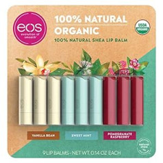 EOS Organic lūpu balzama kopšanas kolekcijas iepakojums pa 9