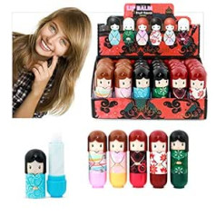 B4B 48 x Doll Shape Lip Balm 6 Different Designs 2 Display Boxes Wholesale Price (48 Lip Balms (2 Boxes)