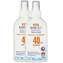 Safe Sea Безопасный морской солнцезащитный крем со спреем SPF40. Экологичный солнцезащитный крем (40 SPF для взрослых, 4 унции), 2 упаковки (2 упаковки