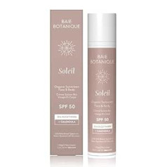 Baie Botanique Soleil - Organic Sun Protection for Face and Body SPF 50 Mineral Sun Protection with Organic Sea Buckthorn & Calendula Vegan Sun Protection Water Resistant up to 40 Minutes Reef Proof -