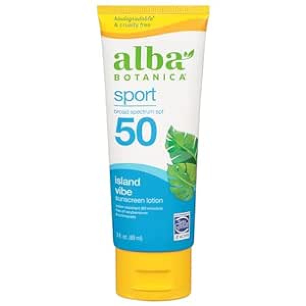 Alba Botanica – ļoti mīkstinošs sporta sauļošanās krēms SPF 45-4 unces. (113 g)