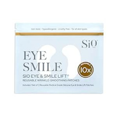 SIO Beauty Eye & Smile Lift | Acu un smaida pretgrumbu plāksteri 2 nedēļām | Izlīdzinoši silikona plāksteri acīm un smaida grumbām un smalkām līnijām, smilškrāsas acu un smaida pacelšana (2 spilventiņu komplekts)