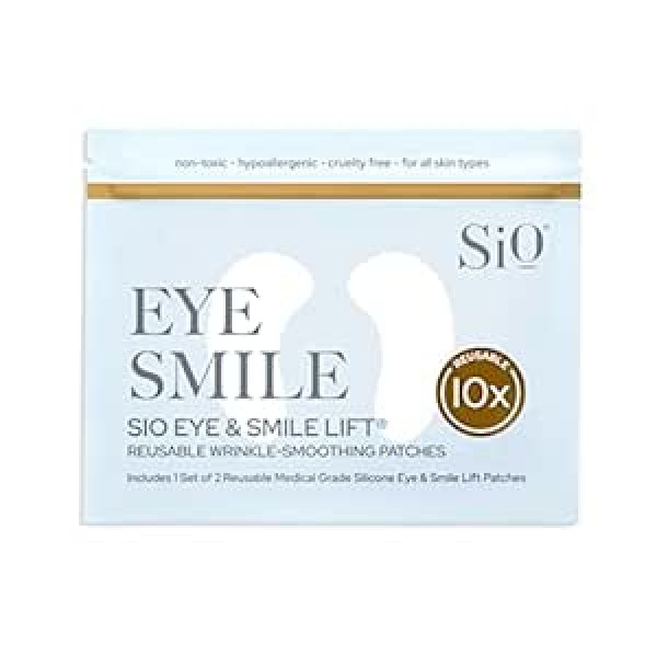 SIO Beauty Eye & Smile Lift | Acu un smaida pretgrumbu plāksteri 2 nedēļām | Izlīdzinoši silikona plāksteri acīm un smaida grumbām un smalkām līnijām, smilškrāsas acu un smaida pacelšana (2 spilventiņu komplekts)