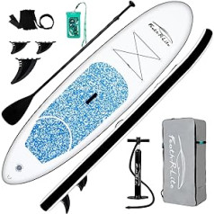 FunWater Aufblasbares Доска для серфинга стоя Surfbrett SUP Komplettes Paddleboard Zubehör Verstellbares Paddel, Pumpe, ISUP Reiserucksack, Leine, Wasserdichte Tasche, Erwachsene Paddelboard