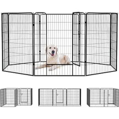 Qianruida Parc Pour Chiens 80 cm x 100 cm Skin Enclos Chiens iekšpuse / ārējais portatīvais Animaux grila slānis 8 panneaux