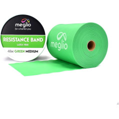 Meglio Resistance Band Roll, 46 metru bez lateksa pretestības lentes rullis fitnesa treniņiem, trenažieru zālei, mājas treniņiem, stiepšanai, spēka treniņiem un rehabilitācijai, pieejams 5 krāsās/stiprās