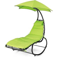 COSTWAY piekarināms sauļošanās krēsls ar saulessargu šūpuļtīkls un spilvenu šūpuļtīkls un krēsls unikāls komforts ar šūpolēm, maksimālā slodze 150 kg 189 x 186 x 90 cm (zaļš)