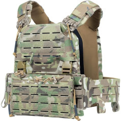 OneTigris FLPC Plate Carrier, Tactical Plate Carrier, Quick Release System, Airsoft Vest, Adjustable Molle Plate Carrier Chest Protector for Paintball, Police, Airsoft (MultiCam), multicam