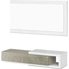 Gaitenis ar atvilktni un spoguli, pusdienlaika modelis, Artik White un Aļaskas ozola apdare Izmēri: 95 cm (P) x 19 cm (A) x 26 cm (G)