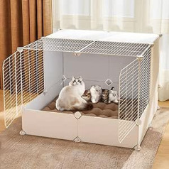 Katzenbett für Hauskatzen, durchscheinende Katzenhöhle mit viel Platz für Haustiere zur Geburt und Schlafen, großes Katzenversteck, 75 x 75 x 55 cm