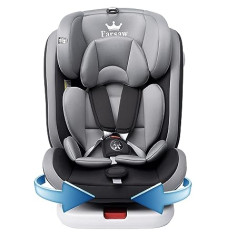 Farsaw bērnu autosēdeklītis bērnu sēdeklītis 360° grozāms ar ISOFIX un guļus pozīcija, grupa 0+1/2/3 (9-36 kg/0-12 gadi), 5 punktu drošības josta, bērnu autokrēsliņš, melns