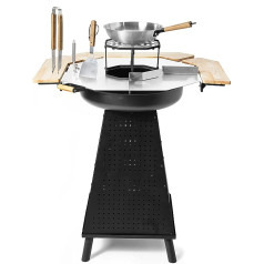 Gartenfreude Plancha Charcoal Grill with Fire Basket 2-in-1 Including Accessories, Black, W 101 x H 118 x D 86 cm