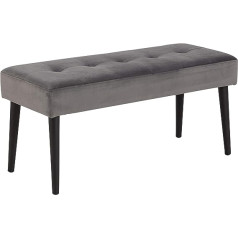 AC Design Furniture Gloria Bench, L: 95 x W: 38 x H: 45 cm, Dark Grey/Black, Velvet/Metal, 1 Piece