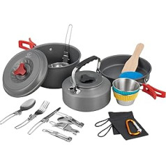 Bulin Camping Kochgeschirr Set,Campinggeschirr für Gaskocher Aluminium,Topfset Faltbar,Kochtopf Outdoor Geschirr Pfanne Picknickgeschirr für Camping Hiking Trekking Wandern