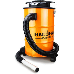 BACOENG Ash Vacuum Cleaner with Two-Stage Filter System, 20 L Fireplace Vacuum Cleaner with Carry Handle, Wheels and Filter Cleaning, 1200 W