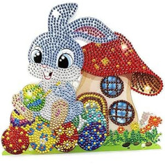 NSXIN 5D Diamond Painting Easter Decoration, DIY Diamond Painting Pictures Kit, Easter Ornaments, Craft Applique Mosaic Rabbit, Easter Eggs, Rhinestone Crystal Decoration Gift (Type A)