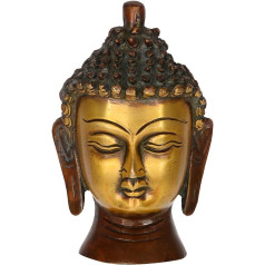 Purpledip vzx449 Buddha Kopf in reinem Messing Metall: für Meditation vai Decor (10952), fröhlich braun