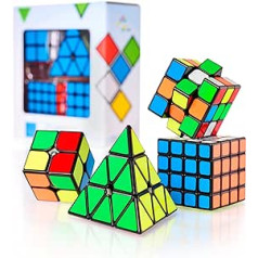 CUBIDI® Magic Cube komplekts - Speed Cube komplekts 2 x 2 3 x 3 4 x 4 Pyraminx Speed Cube bērniem Pieaugušie Iesācēji 4 gab.