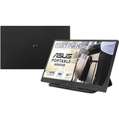 ASUS ZenScreen MB166B | 15,6-дюймовый портативный USB-монитор | Full HD 1920 x 1080, USB 3.2, автоматический поворот, легкий дизайн, удобный чехол, штатив | Панель IPS, 16: