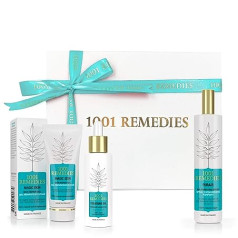 1001 Remedies Vegan Gifts for Women Vegan Gift Basket for Skin Care Includes Cleansing Room Spray, Natural Stain Cream and Argan Oil for Hair and Dry Skin