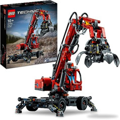 Lego 42144 Technic Umschlagbagger Modellbausatz, Mechanisches Lernspielzeug, manuelle und pneumatische Funktionen, Baufahrzeug, Kran-Spielzeug für Kinder ab 10 Jahren