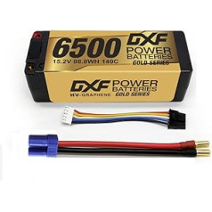 DXF 4S 6500 mAh 15.2 V 140C Battery Lipo Haute Capacity Hard Case Avec Prise EC5 5 mm Bullet Plug Pour Voiture RC à l'échelle 1:8, Avion RC Multi-Rotor, Hélicoptère RC, Bateau RC (1 Pack)