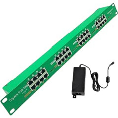 GAT-16-56V120W Gigabit PoE+ inžektors 16 portu statīva stiprinājums 19 collas Saderīgs ar IEEE 802.3af 802.3at Active Class 0~4 | ar 56V 120W barošanas avotu | 10/100/1000 Mbps Dati | A režīma tapas 1/2 (-) 3/6 (+)