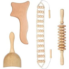 4 in 1 Holztherapie Massagegerät Scraping Tools, Drainage Massager Tools, Professionelle Therapie Massage Tools Set für Ganzkörpermuskelschmerzlinderung, Anti-Cellulite, Körperkonturierung und Formung