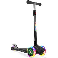 BELEEV Children's Scooter 3 Wheels for Girls and Boys, Scooter with LED Light Wheels, Height-Adjustable Handlebar, Lean-to-Steer, Non-Slip Footboard, Children's Scooter Tricycles 3-12 Years