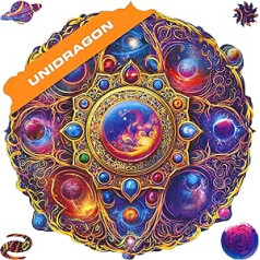 UNIDRAGON Original Wooden Puzzle Mandala Space Dreams Royal Size 17.7 x 17.7 in (45 x 45 cm) Puzzle for Adults and Children Brain Teaser