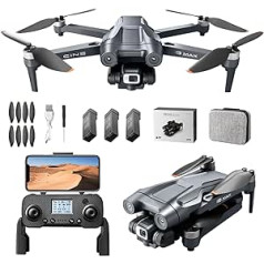 GPS drons ar 4K kameru pieaugušajiem, 5G WiFi FPV RC salokāms kvadrokopteris, GPS inteliģentā atgriešana, 3 baterijas ar 60 minūšu lidojuma laiku, 150° ESC kamera, bezsuku motors