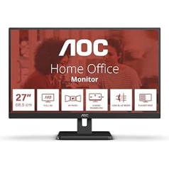 AOC 27E3UM — 27 collu Full HD monitors, AdaptiveSync, skaļrunis (1920 x 1080, 75 Hz, DisplayPort, HDMI, VGA, USB centrmezgls) melns