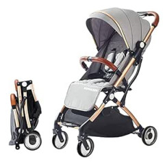 SONARIN Lightweight Pushchair, Compact Buggy, Foldable with One Hand, Five Point Strap, Improved Wheels, Ideal for Aeroplane (Grey)