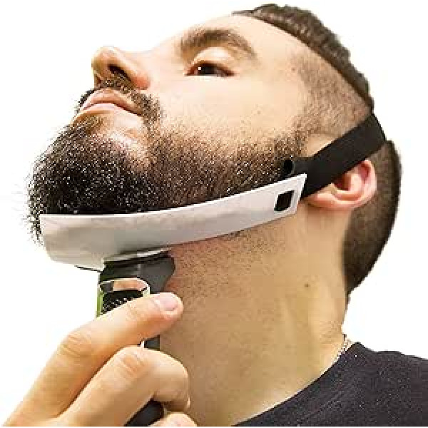 Aberlite Bartformer — Flex-Schablone für Halsrasur — Freihändig & Anpassungsfähig — Die Ultimative Trimm-Schablone für die Halslinie (Patent angemeldet) (Weiß) — Bart-Trimmer — Bart-Schablone