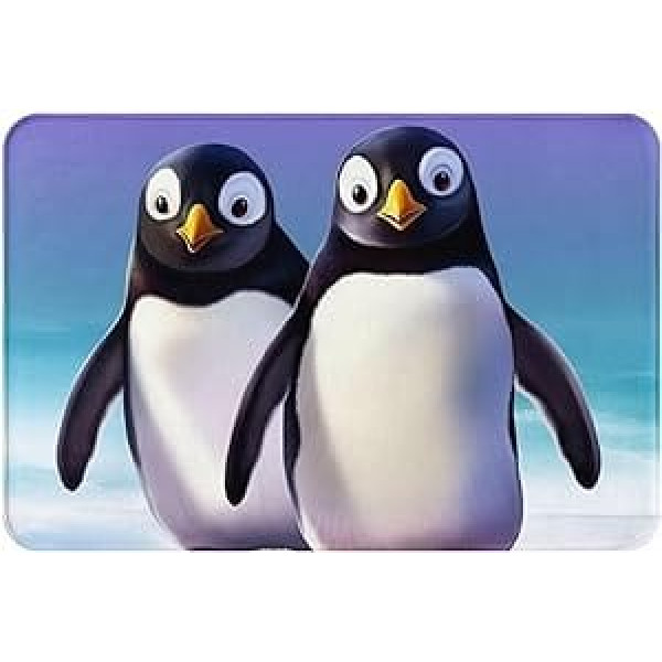 Cute Penguin Print vannas paklājiņš, absorbējošs mikrošķiedras flaneļa paklājs ar gumijas pamatni, neslīdošs durvju paklājiņš iekštelpām ārā 24x16 collas