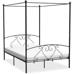 ARKEM Canopy Bed Frame Black Metal 160 x 200 cm Canopy Pole Clamps Bed Canopy Pole Canopy Bed Frame Mosquito Net Holder Bed 284437