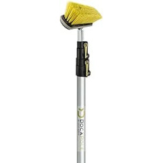 DocaPole - Medium Bristle Brush and Extension Pole - Telescopic Rod as Long Handle Cleaning Brush and Deck Brush - for Decks, House Facade, Garage, Yard etc - 28cm Brush - 3.5m
